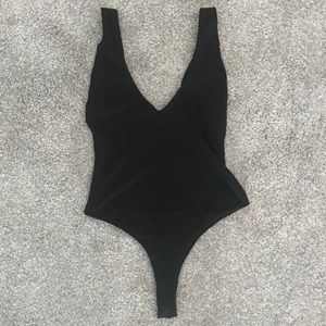 Posh Shop Black V Neck Tank Bodysuit - Medium